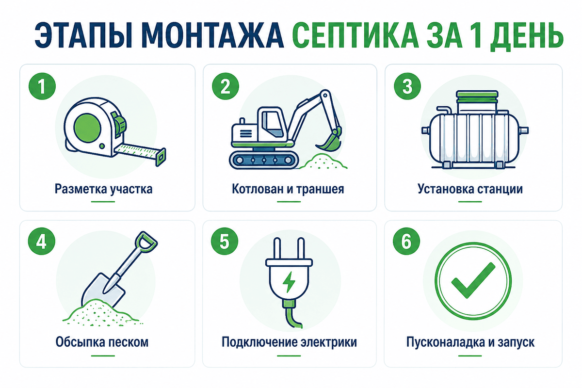 Этапы монтажа септика в Самаре — установка автономной канализации под ключ за 1 день